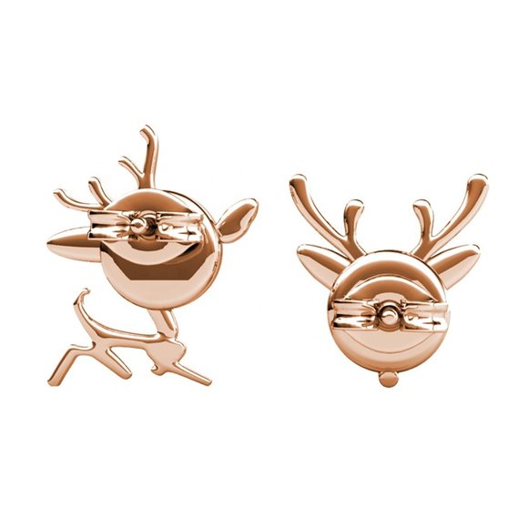 Asymmetric Reindeer Antlers 18K Rose Gold Stud Earring With Swarovski Crystal - Picture 7 of 7